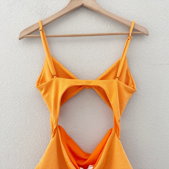 Mara Hoffman Kia One Piece Swimsuit Med Orange Ribbed Cutout Resort Vacation NWT - Picture 11 of 14